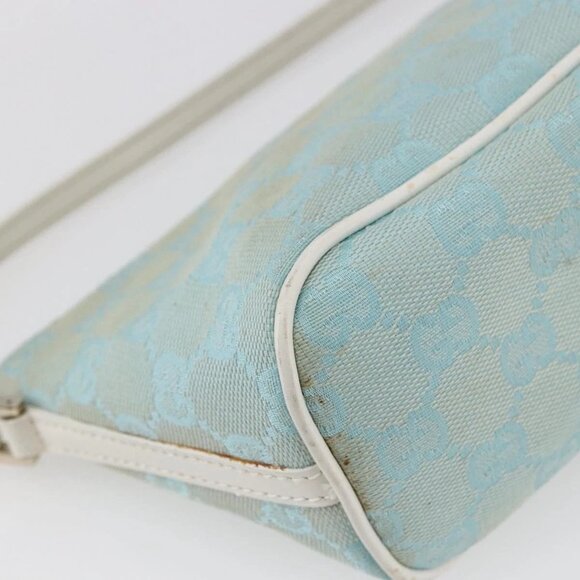 GUCCI GG Canvas Accessory Pouch Light Blue White Auth ki6051 - Picture 5 of 16